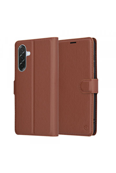 Samsung Case for Galaxy A56 A566, Techsuit, Leather Folio, Brown