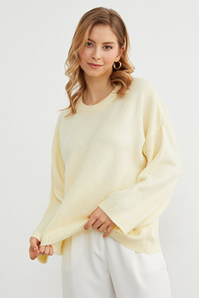 Fulla Moda Basic Crew Neck Casual Knit Sweater