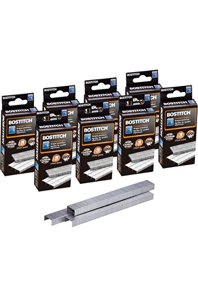 Bostitch Standard Staples 6.35 mm (1/4") Full-Strip, 5000/Box, 8 Boxes