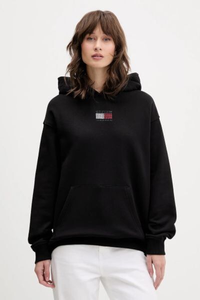 Tommy Hilfiger Kadın Siyah Kapüşonlu Üst