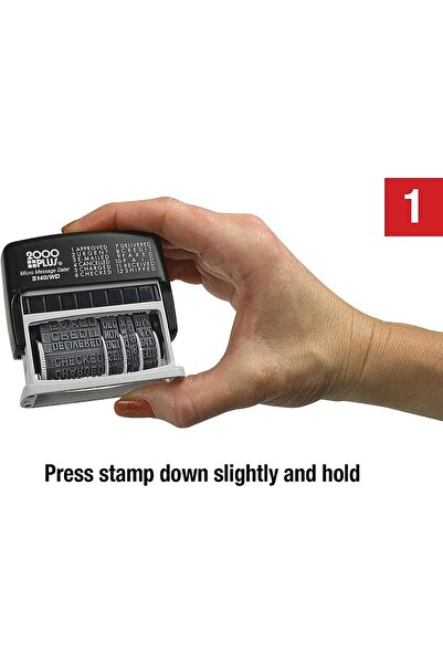 2000 PLUS 12-in-1 Self-Inking Date & Message Stamp, Black Ink (011090)