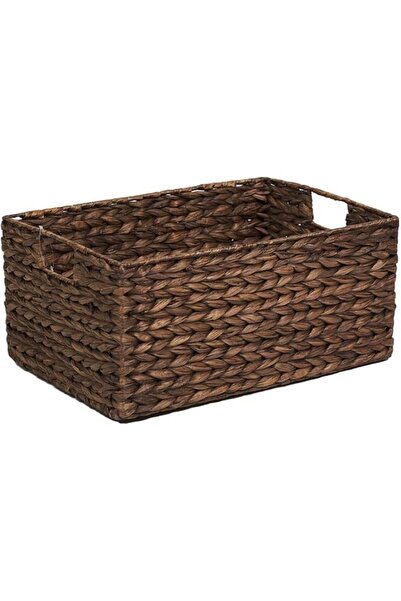 Homesmiths Large Water Hyacinth Storage Basket with Brown Handle by Homesmiths, 44 x 30 x 20 cm