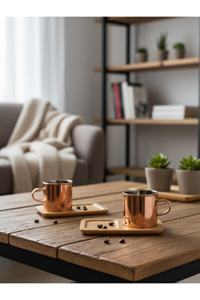 AiroBazar Set of 2 Borosilicate Glass Cups with Bamboo Coasters – Heat Resistant Clear Glass Coffee and Tea Cup