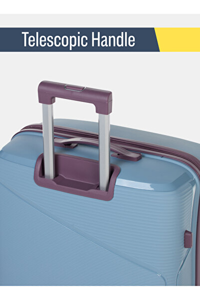 BRITISH TOURISTER 3 Piece Polypropylene Hard side Luggage Set with TSA Lock | Small, Medium, Large) - Grey Blue