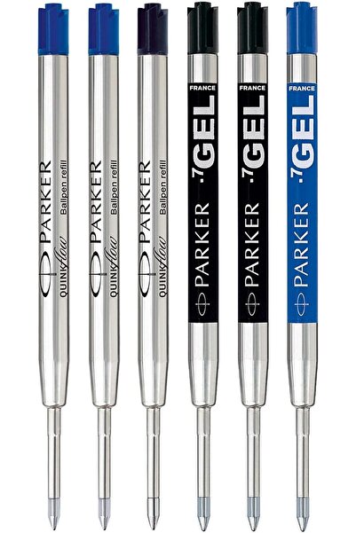 Parker عبوة إعادة تعبئة Quink Flow - أقلام جل وقلم حبر جاف (أزرق/أسود، طرف مت...