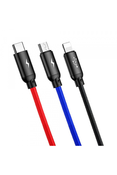 Apple Cablu Incarcare USB-A - Lightning / microUSB / USB-C Baseus Colors 3in1...