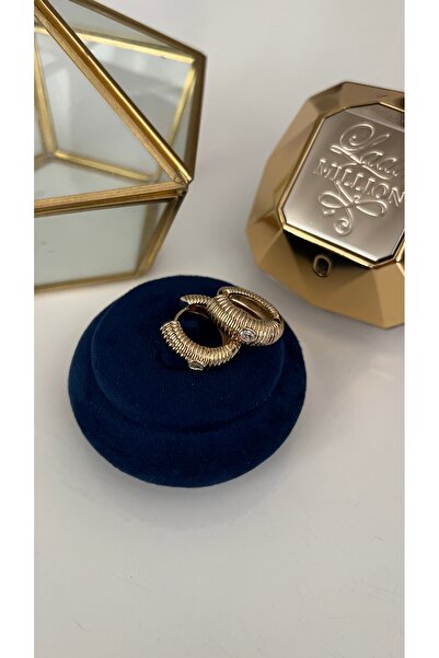 SU PERİSİ TAKI BİJUTERİ Xuping Gold Zircon Stone Circular Hoop Earrings
