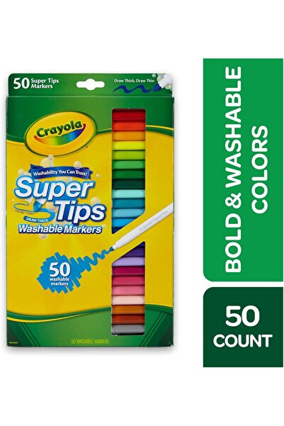 Crayola Supertips Washable Markers, 50 Count, Multicolor, Broad Tip