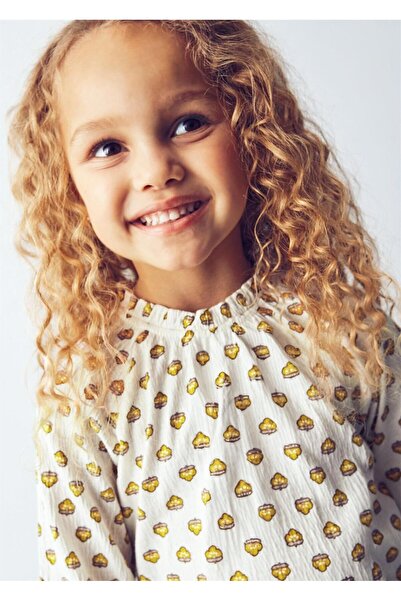 MAYORAL Момичешка блуза с мотиви, кремава 4003