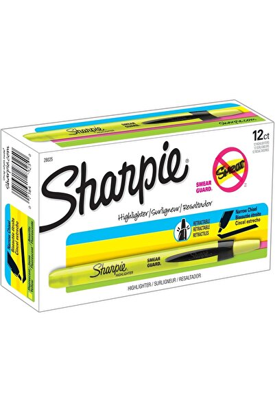 Sharpie Accent Retractable Highlighters, Chisel Tip, Fluorescent Yellow, Pack...