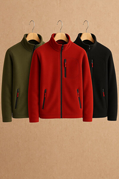COMBİNE MİCHAİL Men's Winter Zippered Comfortable 3-Piece Sweatshirt