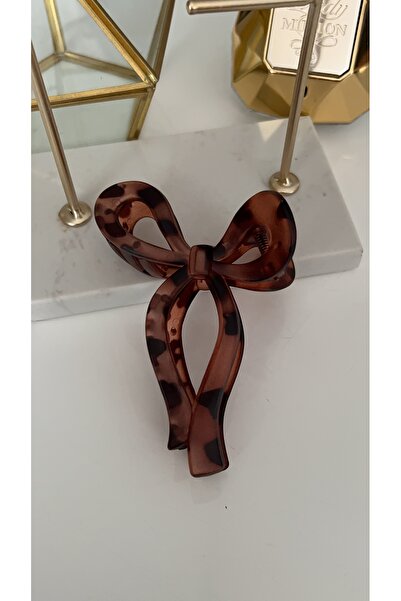 SU PERİSİ TAKI BİJUTERİ Matte Orange Leopard Bow with Subtle Shades Clasp