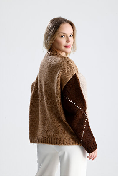 Figo Baklava Patterned Crew Neck Women's Sweater