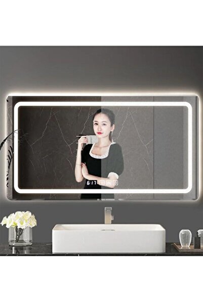 KEKE Multifunctional Horizontal Smart Mirror Frameless LED Light Sensor Touch Defog Time Temp 60x80cm