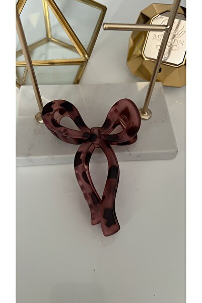 SU PERİSİ TAKI BİJUTERİ Matte Pink Leopard Print Bowknot Clip with Subtle Tone