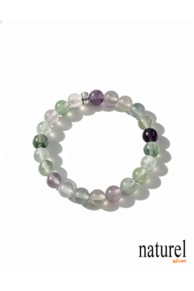 Naturel Tılsım سوار من الحجر الطبيعي الأصلي من الفلوريت مقاس 8 مم