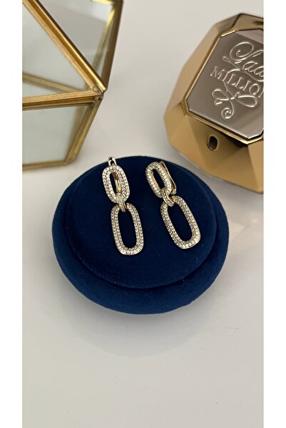 SU PERİSİ TAKI BİJUTERİ Xuping Irreversible Gold Zirconia Stone Dangle Oval Earrings