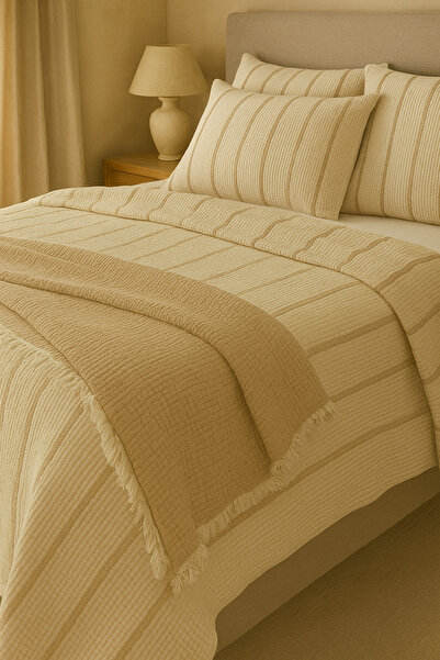 VERONİCA LİNE 8 Kat Müslin Çift Yönlü Yatak Örtüsü 240x260