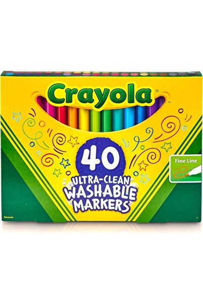 Crayola Color Max Ultra-Clean Washable Fine Line Markers, 40-Count, Multicolor