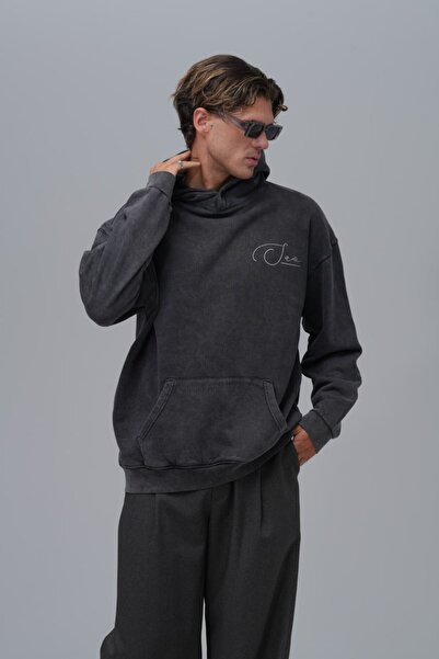 fame-stoned Unisex Vintage με τύπωμα κλωστές Everyone Equal B με κουκούλα Κεντημένο μαύρο φούτερ