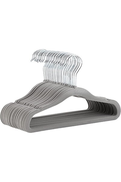 Amazon basics Non-Slip Velvet Hangers for Kids, 29.4 cm, Pack of 30, Gray, from