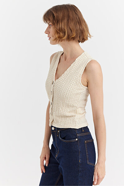 PAULMARK Жіночий об'ємний жилет на ґудзиках