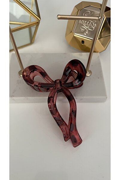 SU PERİSİ TAKI BİJUTERİ Shiny Pink Leopard Print Bowknot Clip with Bottom Tone