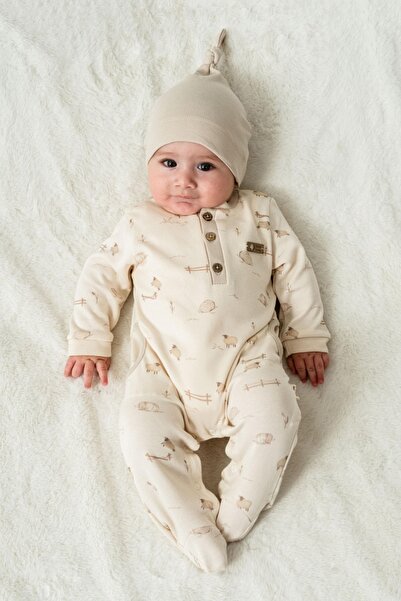 BabyCosy Organic Wear Jumpsuit set with hat, Lamb, BabyCosy, 100% cotton