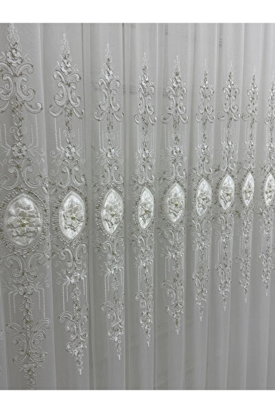 NİVEMESHOME 3158 Valeria Gold 1/2.5 Pleated Bamboo Tulle Curtain