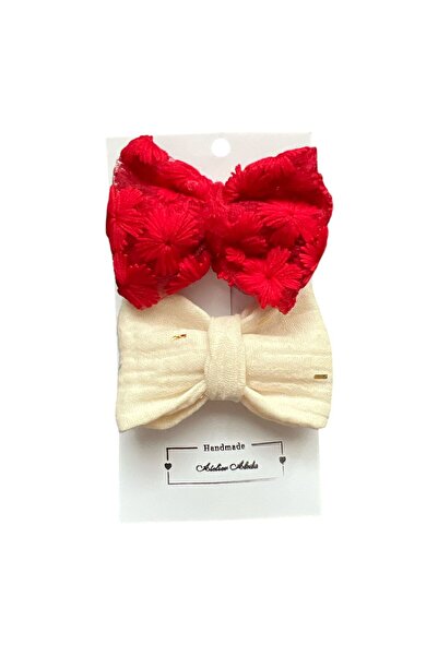 ATELIER ALEDA Set 2 fundite, dantela si muselina, rosu/ivory,