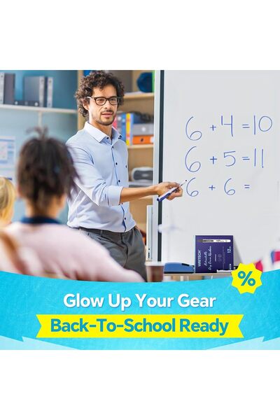 Writech Retractable Dry Erase Markers, 12-Count, Fine Bullet, Multi-color