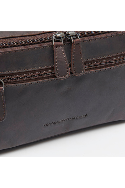The Chesterfield Brand The Chesterfield Brand Cosmetic Bag, Made of Genuine Leather, Elmia, Dark Brown