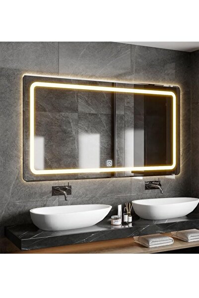 KEKE Multifunctional Horizontal Smart Mirror Frameless LED Light Sensor Touch Defog Time Temp 60x80cm