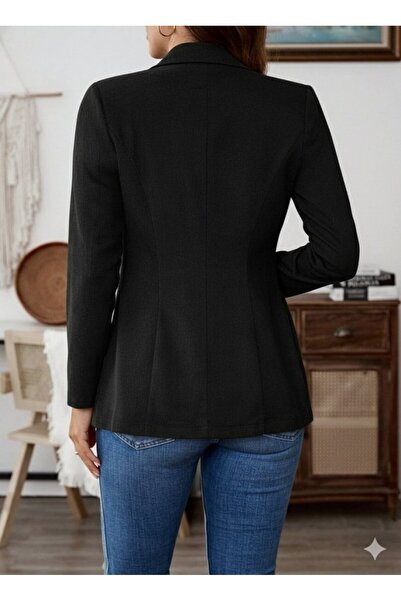 buğrahayalin Women's Long Sleeve Collared Single Button Suede Jacket