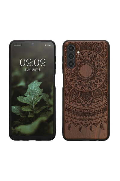 KWmobile Case for Samsung Galaxy A04s, Brown, Wood/Silicone, 59887.03