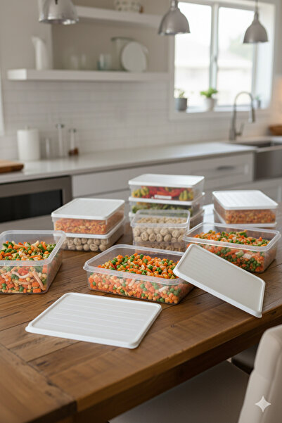 Orvila Set of 6 Storage Containers Refrigerator Freezer Suitable for Freezing Organizer Set 2X2400 ml 4X1200 ml