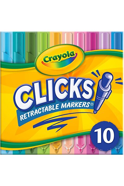 Crayola Washable Clickable Marker Pens, Retractable, Broad Tip, 10-Count, Multi-Color