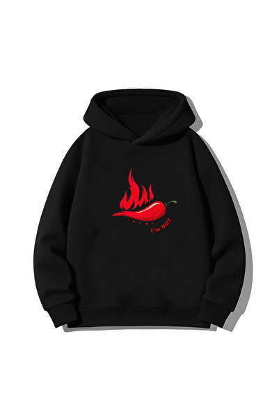 MODA Гореща чушка Горещ пипер Печатана черна качулка за възрастни