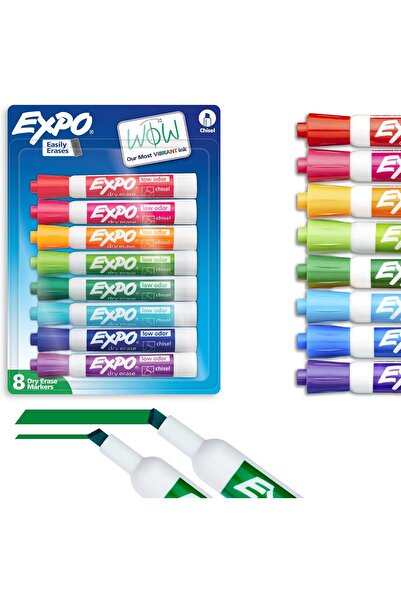 Expo Dry-Erase Markers, Chisel Tip, Vibrant Colors, 8-Count