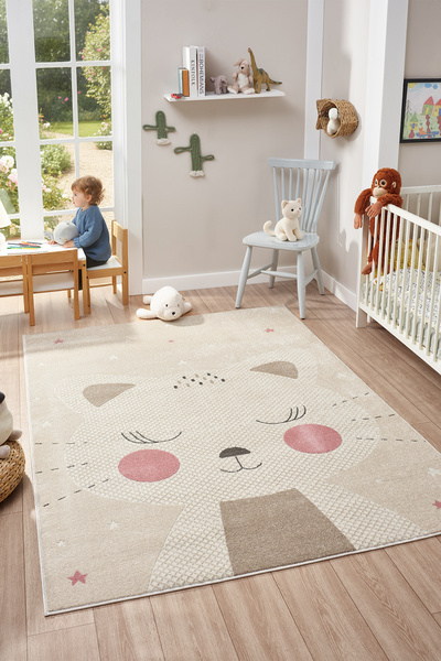 Mia Home&Living Yumuşak Dokuma Halı Kedi Temalı Leke Tutmaz Bebek Odası Çocuk...