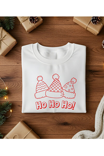 ASELİNDA Ho Ho Ho Printed New Year T-Shirt,Christmas Gift,Family Matching T-Shirt(Add Products to Make Matching)
