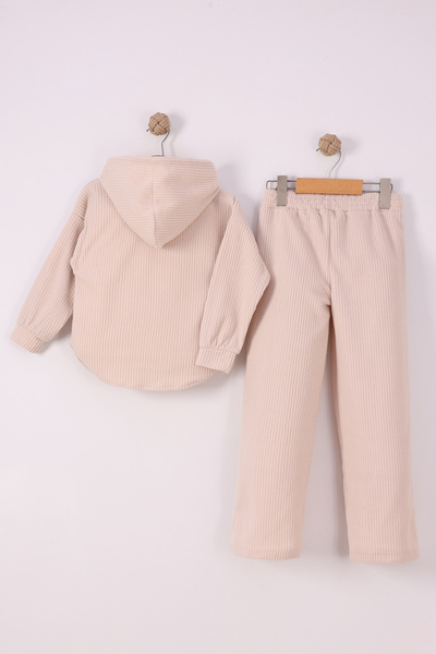 monox Girl's Glitter Drawstring F Corded Fabric Fleece Set