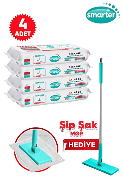 SMARTER 4 Adet Yer Temizlik Havlusu Bezi 4XL Mopa Uyumlu Şip Şak Mop Paspas Hediye