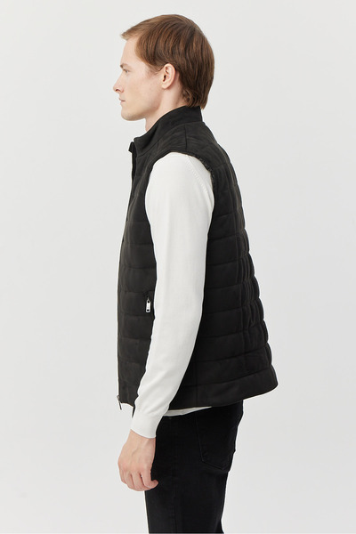 PAULMARK Men's Stand Collar Suede Vest