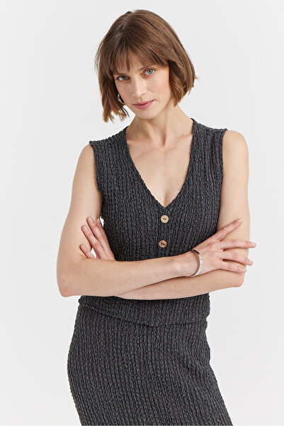 PAULMARK Жіночий об'ємний жилет на ґудзиках