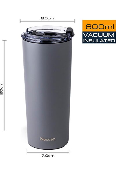 Nissan 600ml Vacuum Insulated Stainless Steel Travel Mug - Gray