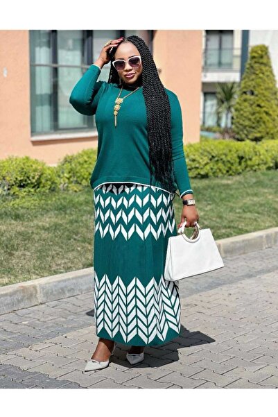 Abalı Yeni sezon kışlık etekli 2li takım Yumuşak yün iplik Durk park Lazanya model