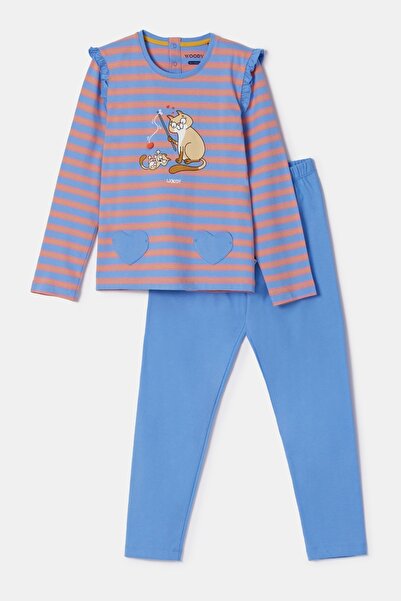 Woody بيجامة للفتيات من عمر 10 إلى 16 عامًا - بلج - 911 - مخططة باللون الأزرق