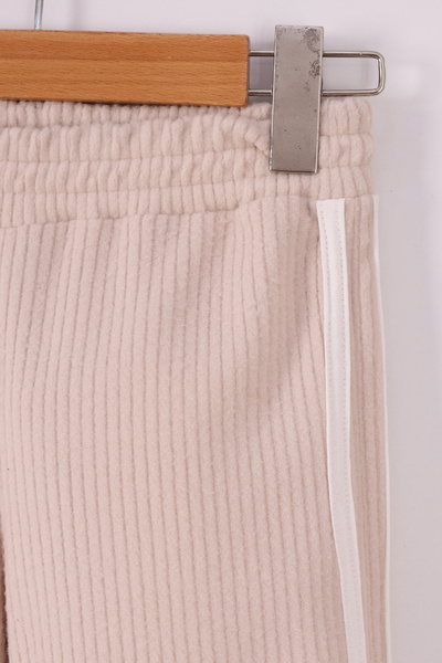 monox Set pentru fete Flower cu imprimeu Pantaloni cu dungi cu șnur F material reiat din lână