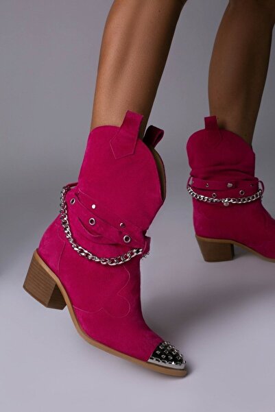 Vanilla Days Ghete din piele întoarsă fuchsia metalică Monarch - toc de 5 cm,...